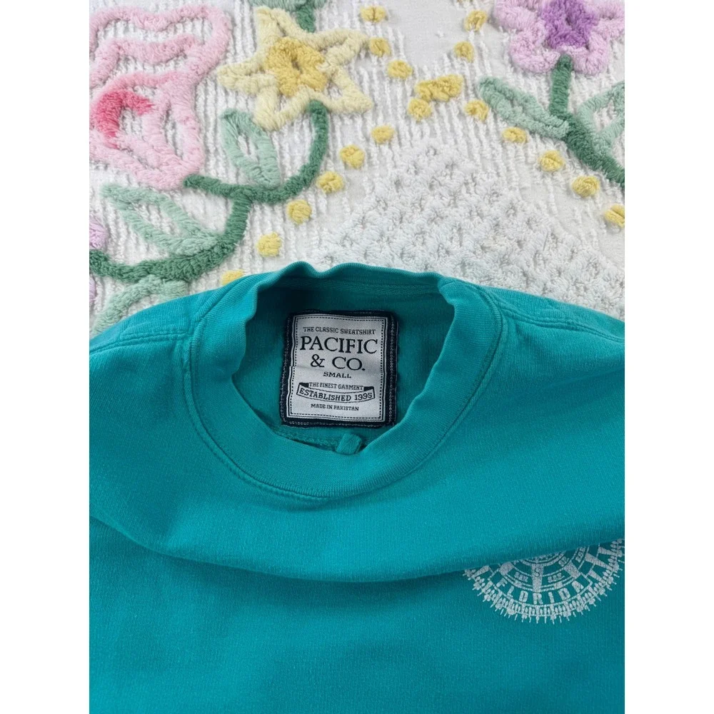 Pacific & Co Pensacola Beach Florida Compass Sweatshirt Teal Small‎ - Picture 5 of 7